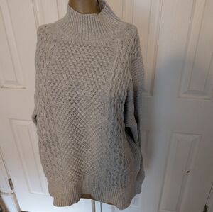 Gap Mockneck Gray Fisherman Sweater, Size Small